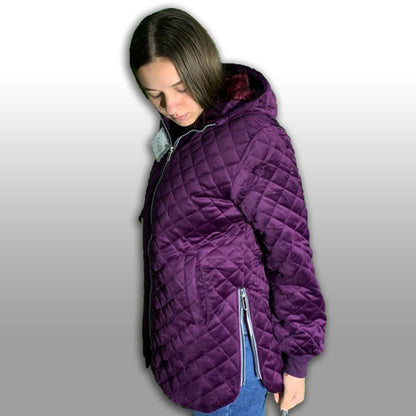 Jachetă îmblănită din catifea • DENISA • XL-5XL • Fabricată în România
