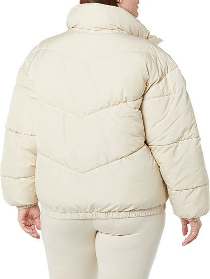 Jachetă scurtă umpluta cu puf • mărime mare • guler inalt
